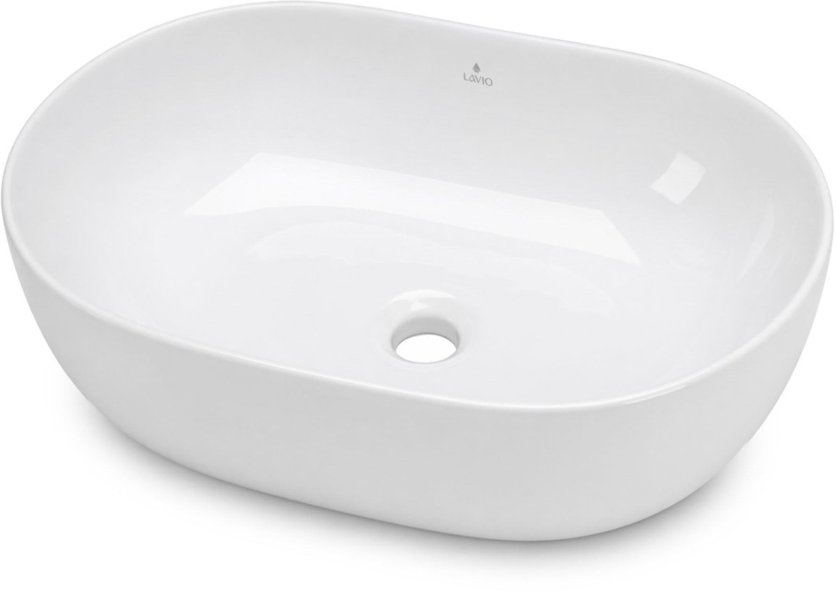 Ovale Wastafel ELIPSE 49 cm / Keramische Opzetwastafel / Glans Wit