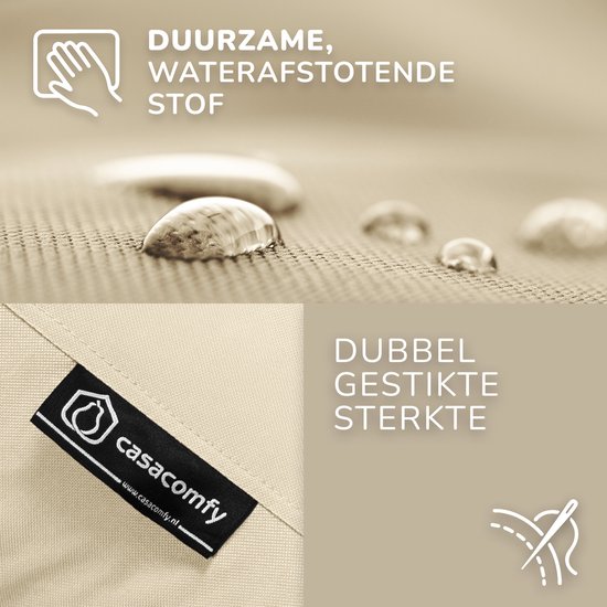 Tissu durable et hydrofuge pour pouf. Solidité double couture.