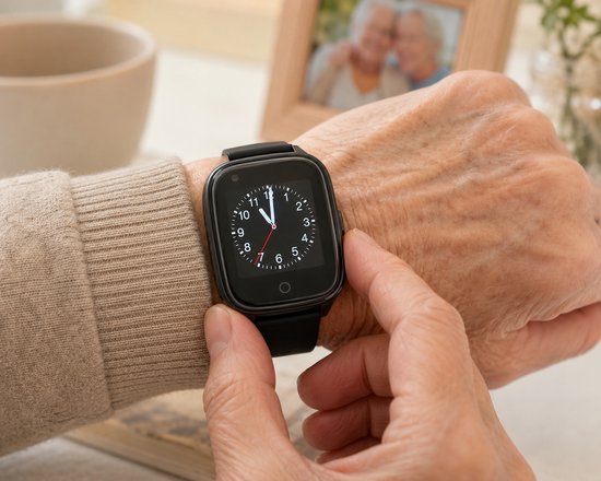 WatchToCare GPS-horloge WTC 45 – SOS-alarmknop, Valdetectie, Videobellen – 4G, Incl. Lebara SIM (€5 Tegoed) – Voor Senioren, Alzheimer En Dementie