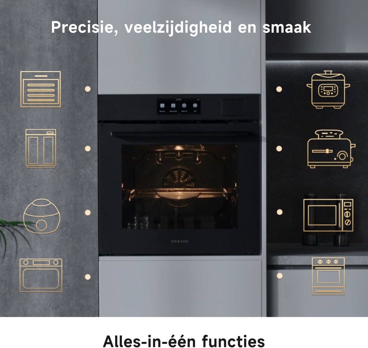 Dreame OZ60 Pro Inbouw Combi-Stoomoven 81L - Airfryer, Sous Vide, Stoomer en Heteluchtoven in 1 - A++ - 1600W Stoom - 6,86" Touchscreen - 149 Recepten – foto 8