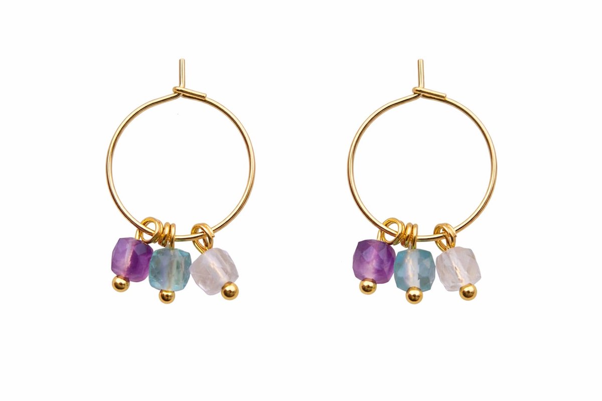 Crystal Flow – fluoriet oorbellen 10mm hoop