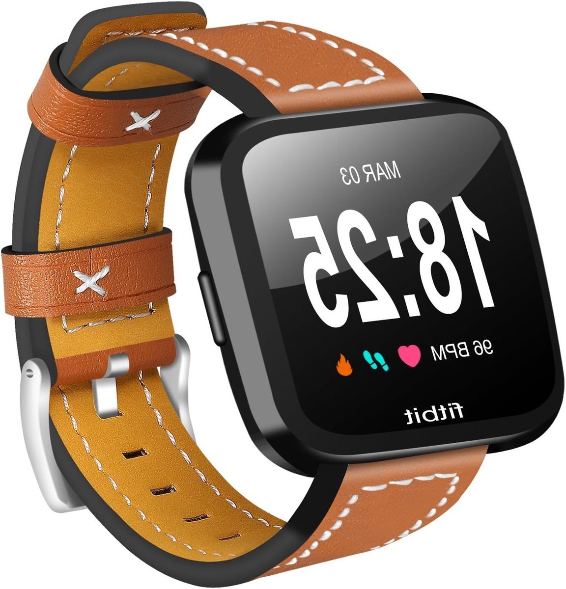 Leren en metalen gesp vervangband voor Fitbit Versa 2, 1 en Lite - Stijlvolle polsband voor mannen en vrouwen met comfort en duurzaamheid