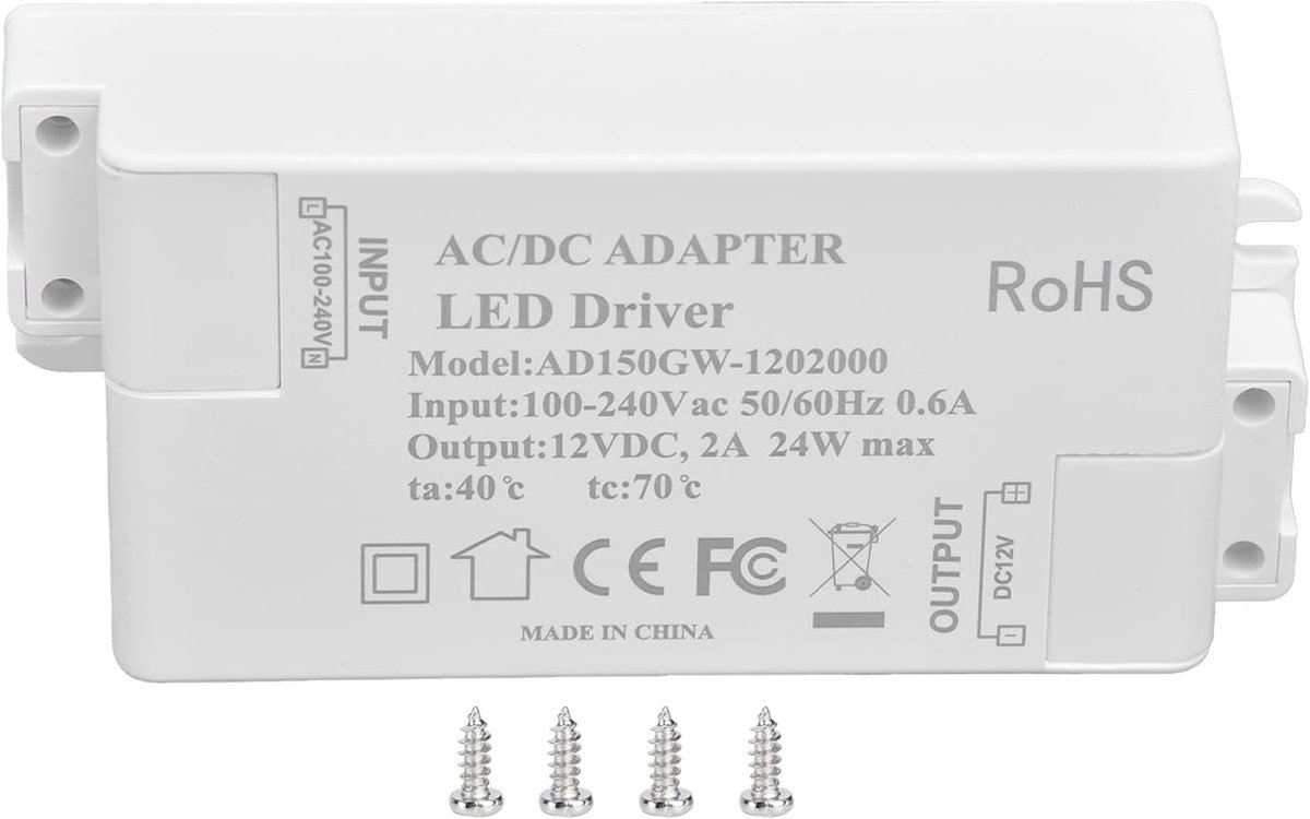 By shayne - LED Driver - Dimmable - 12V 24W - Constant Voltage - DIY - Multifunctioneel - Laagspanning - LED Transformer - AC