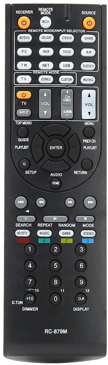 Zeynomax - RC-879M AV-ontvanger - Vervangende afstandsbediening - Geschikt voor TX-NR535 TX-SR333 HT-R393 HT-S3700 - Nieuw - 10m afstand - 2 AA batt..