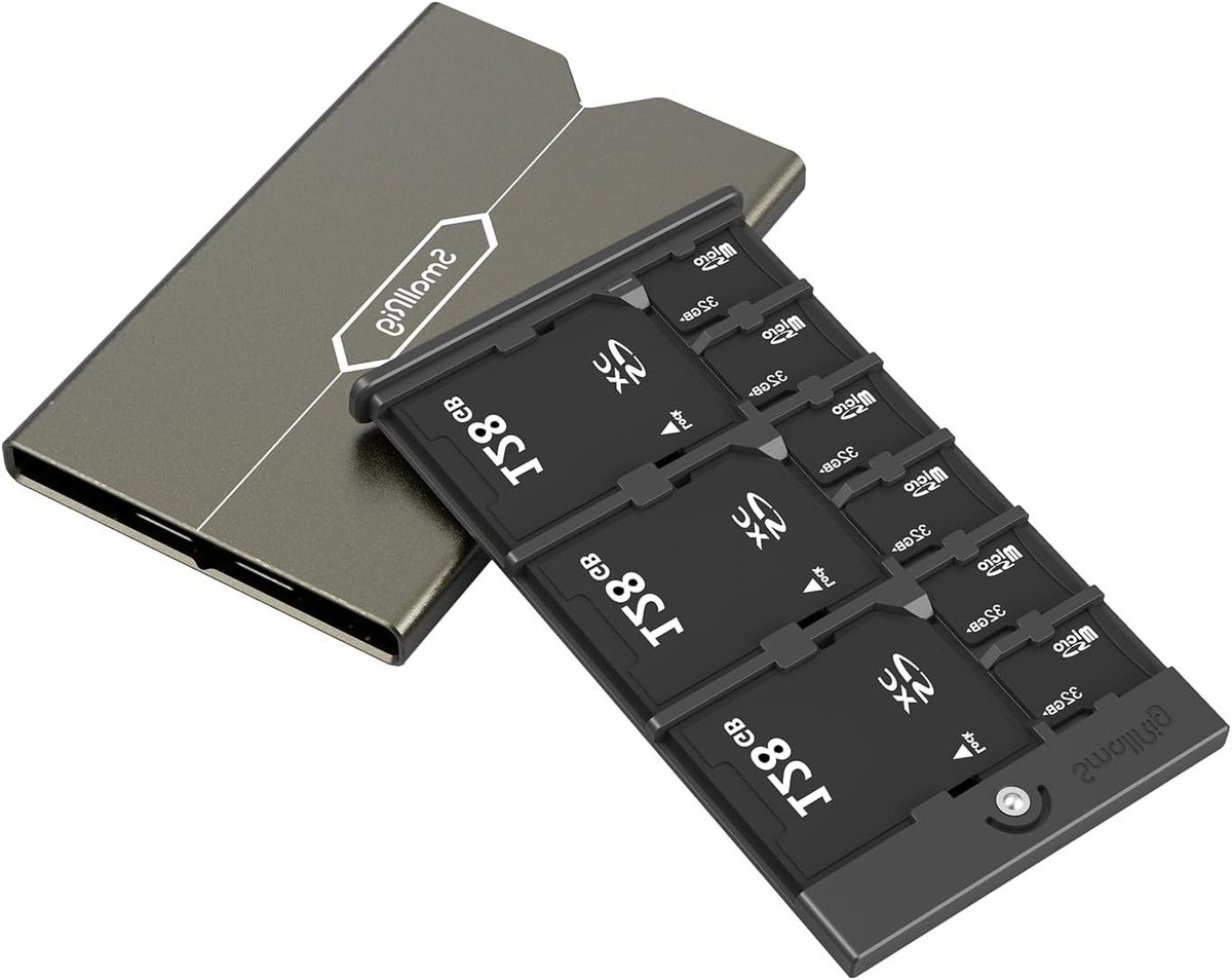 Geavanceerde Geheugenkaart Case van Aluminium met Opbergvak voor 3 SD en 6 Micro SD/TF Kaarten, Bescherming en Organisatie voor Geheugenkaarten