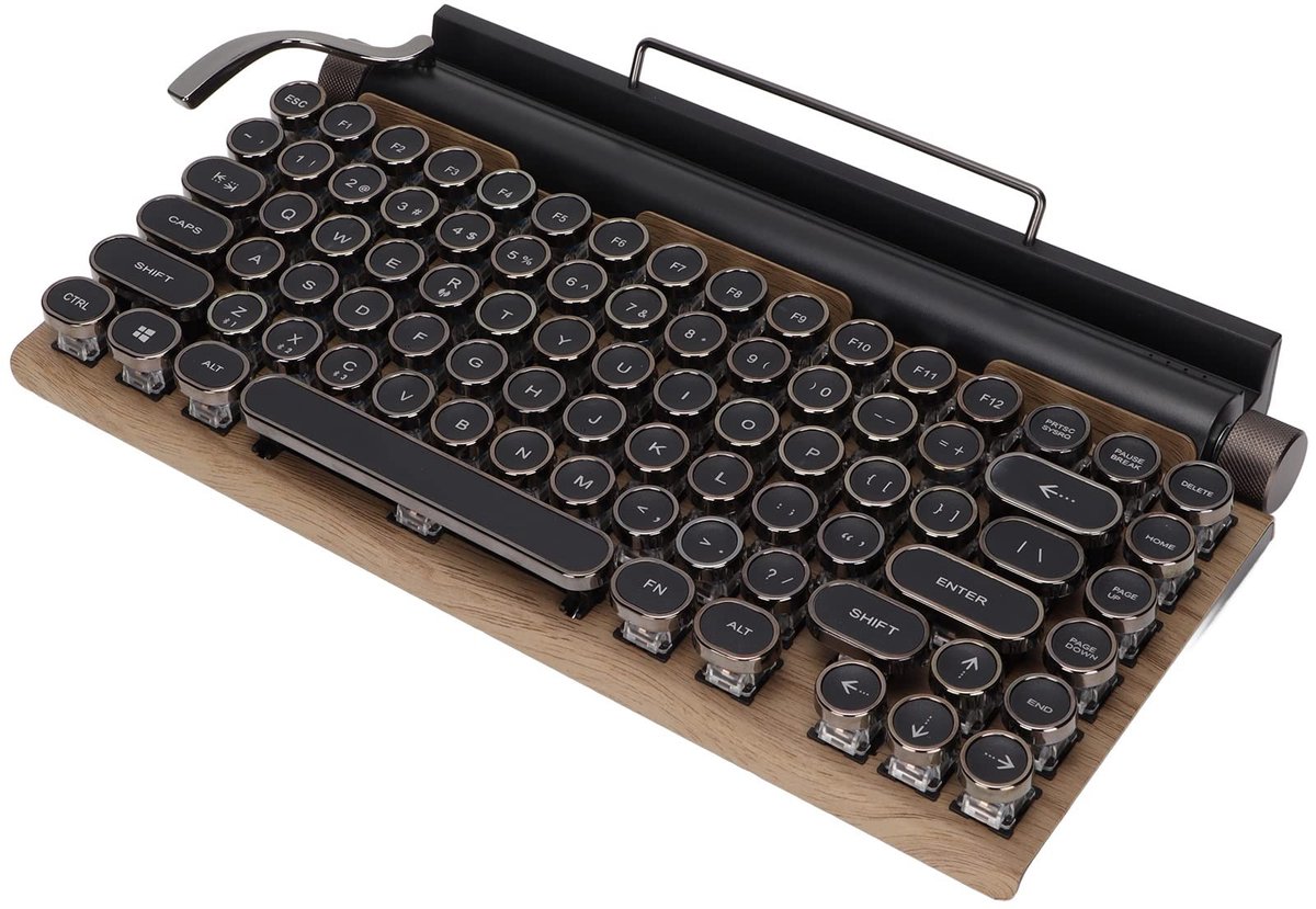 Zeynomax - Toetsenbord Typehine - Retro Mechanisch Toetsenbord - Slijtvaste Kwaliteit - Draadloos - 2000mA Batterij - Geschikt voor Thuis en Kantoor..