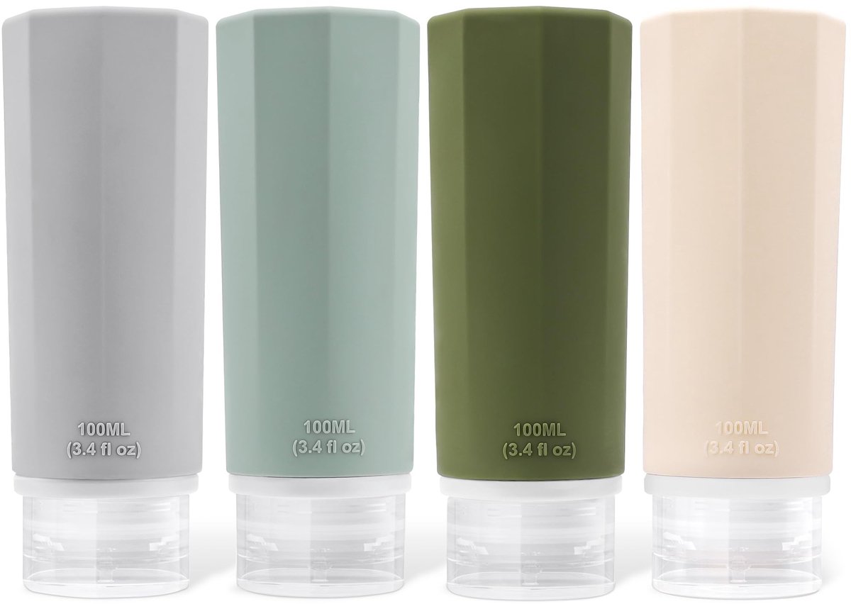 Zeynomax - Reisflessen Set - Siliconen - Lekvrij - 100 ml - Navulbare Containers - Ideaal voor Cosmetica - Perfect voor Reizen