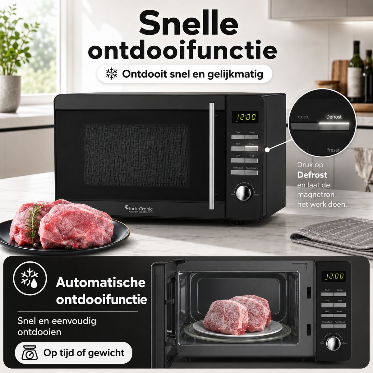 Turbotronic MW20 Vrijstaande Magnetron - Microwave - 20 Liter - Zwart — afbeelding 5