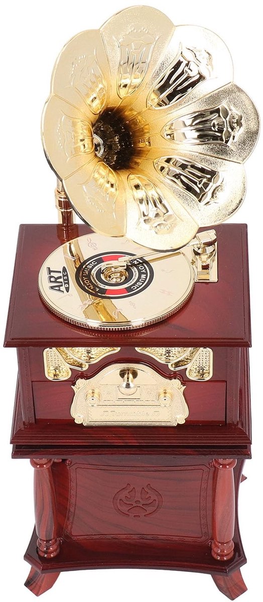 By shayne - Grammofoon Muziekdoos - Retro Ornament - Decoratieve Muziekdoos - Bruin - Mechanische Muziekdoos - Sfeervolle Tafel Decoratie - Geschikt .