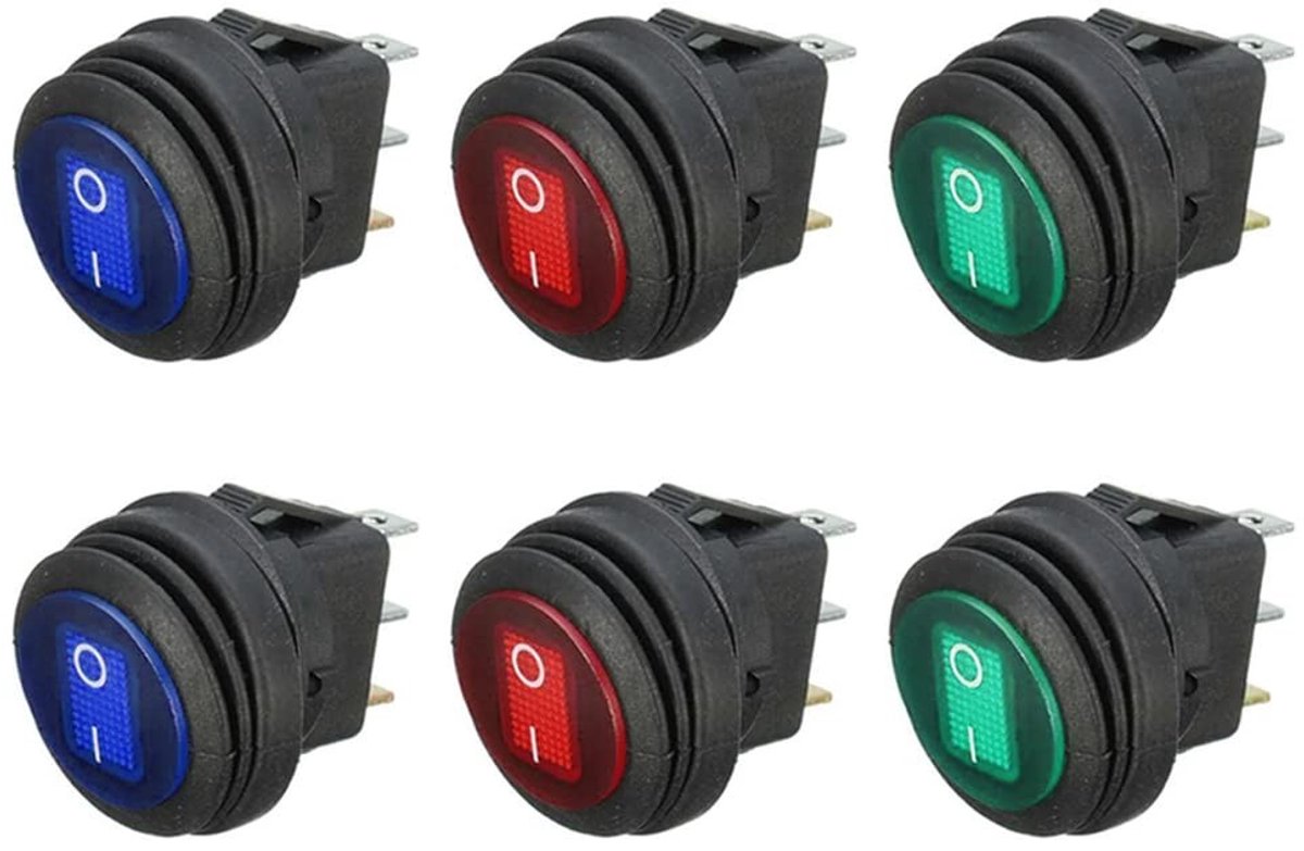 Elzusha - Verlichte Rocker Switch - Waterdicht 12V 20A - LED Indicator - 3 Pin ON OFF - Geschikt voor Auto en Boot - Inclusief Montagehandleiding