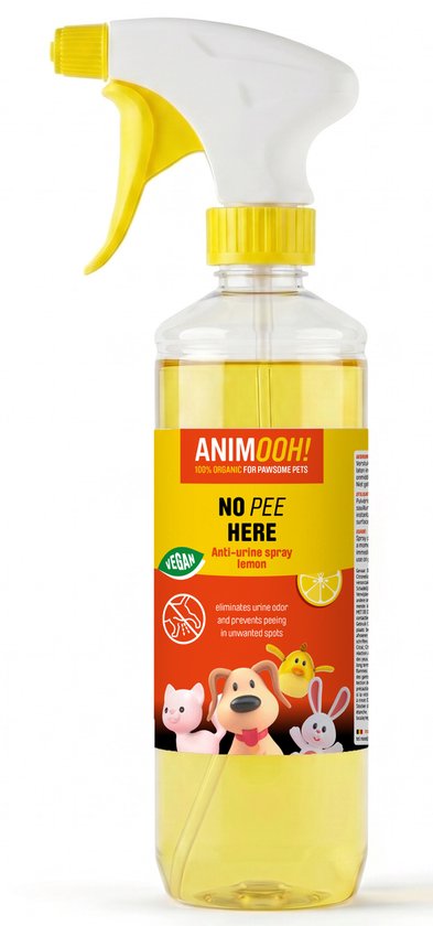 Animooh!, No Pee Here Lemon - anti-urine spray 500ml - Urinegeur verwijderaar - Hond en Kat - Zindelijkheidstraining