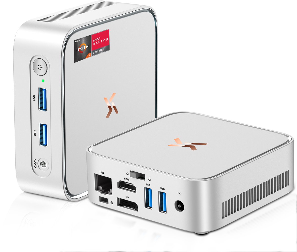 Huidun H80 Mini PC - met QWERTY toetsenbord - 16 GB DDR4 - 512 GB M.2 SSD - AMD Ryzen 5 3500U - Tot 3,7GHz - WiFi 5 - Windows 11 Pro - 4K UHD Kleine PC - Gigabit Ethernet - Zilver