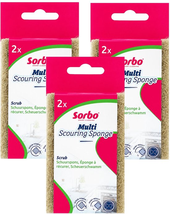 Sorbo ECO schuursponzen - 6x - 10 x 7 x 2 cm - voor delicate oppervlaktes - Schoonmaken/afwassen