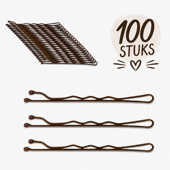 Cheveux in Style® | Bobby Pin Marron | 100 épingles à coulisse 5 cm de long
