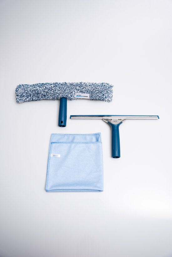 KT Cleaning Ramenwas Set - Inclusief 35cm Raamwisser, Inwasser & Microvezeldoekje voor Streeploze Resultaten