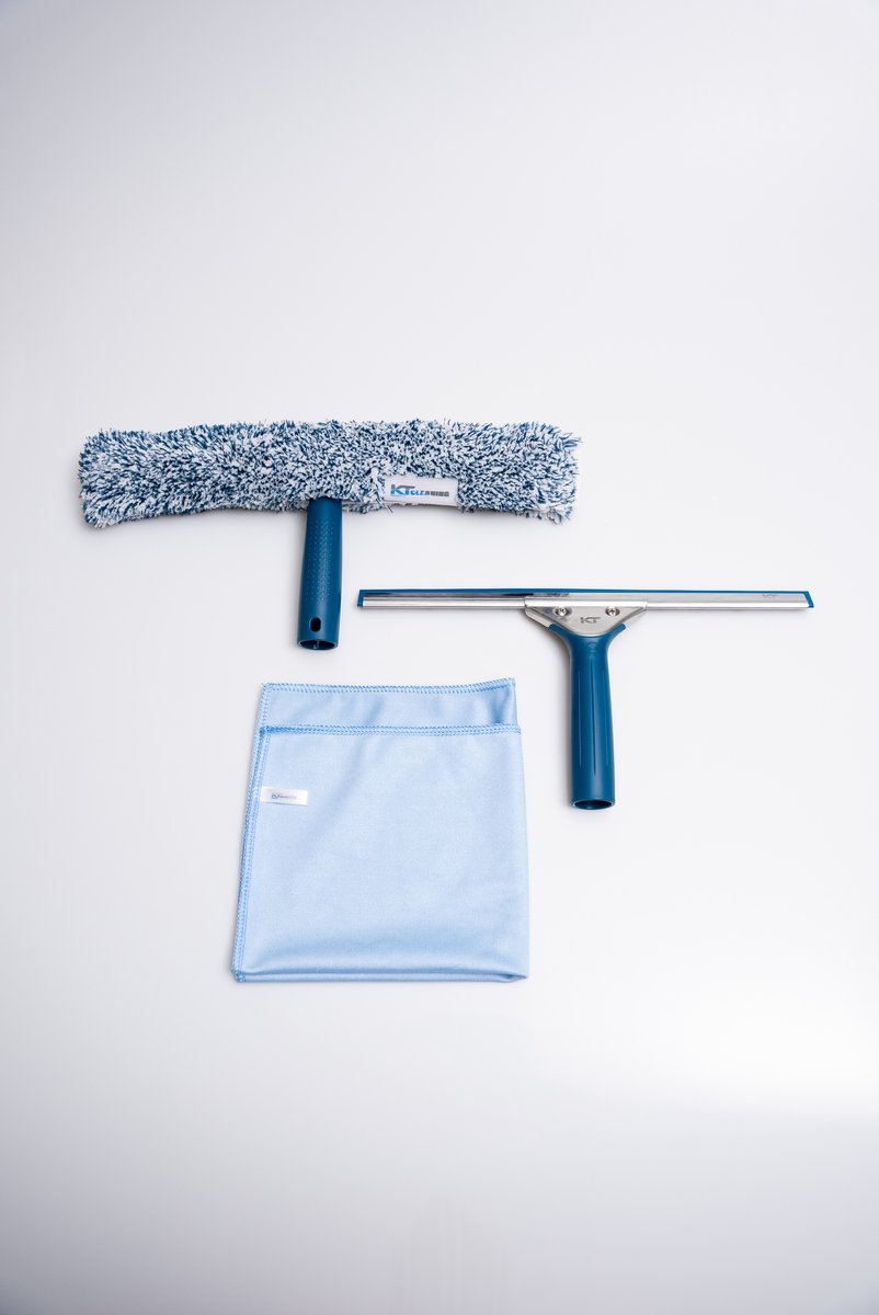 KT Cleaning Ramenwas Set - Inclusief 35cm Raamwisser, Inwasser & Microvezeldoekje voor Streeploze Resultaten