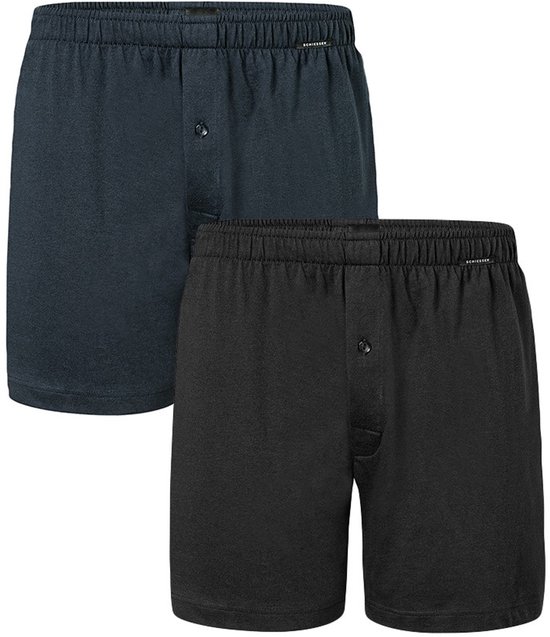 Schiesser Boxershorts set van 2 jersey petrol - Multipacks boxershorts Heren Onderbroek - zwart, blauw