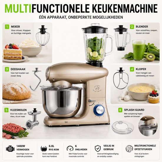 Royal Swiss Multifunctionele Keukenmachine SM-1505BM rose gold van Royal Swiss — afbeelding 5