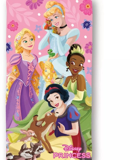 Prinsessen handdoek - Badlaken prinses - Disney Princess Sparkle Kingdom badhanddoek, strandhanddoek 70x140cm (Snel Drogen)