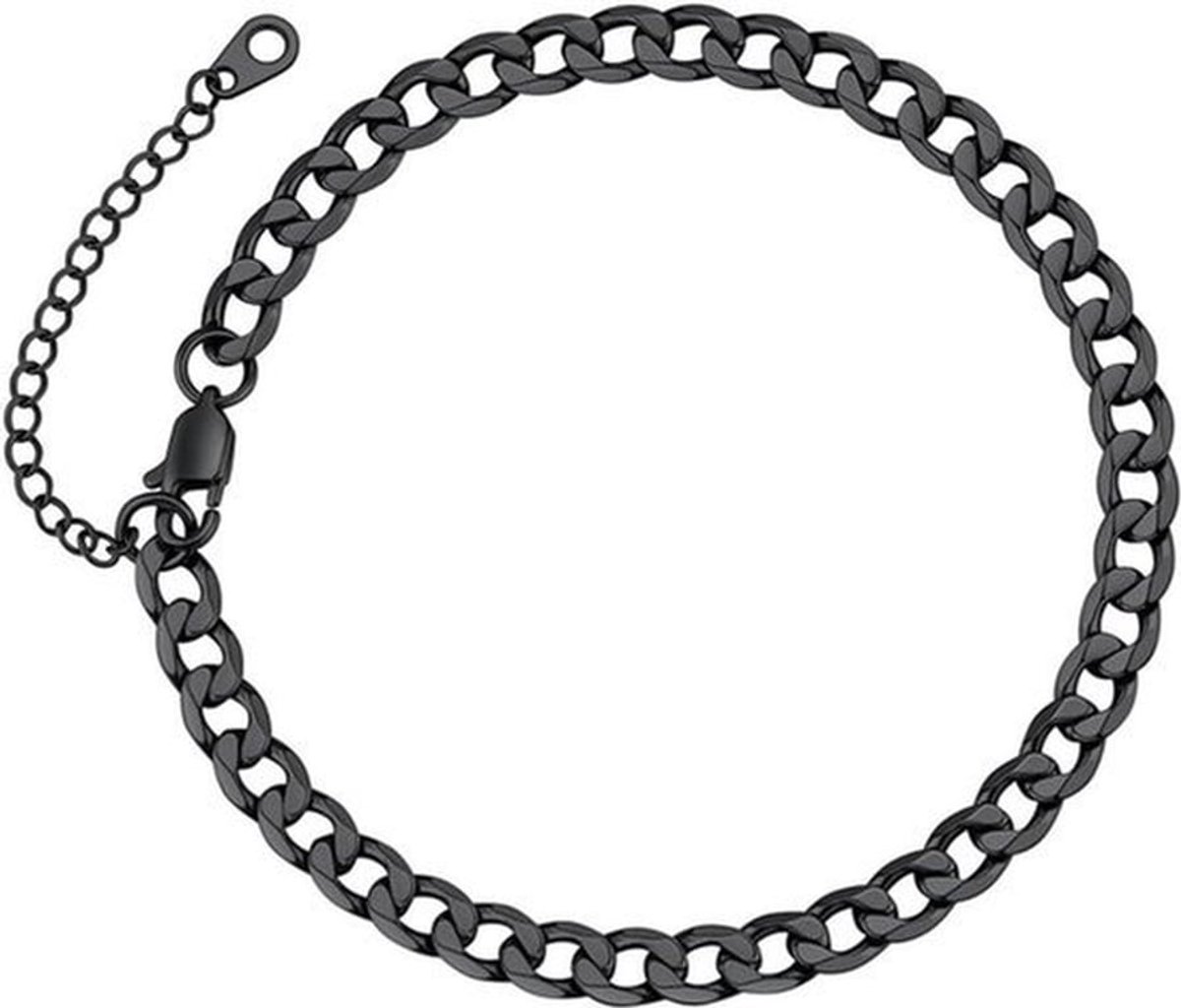 Enkelbandje voor dames in zilver, goud en zwart - Verstelbare enkelketting massief pantservoetsieraad met geschenkdoos voor mama, dochter, vriendin - Roestvrij staal