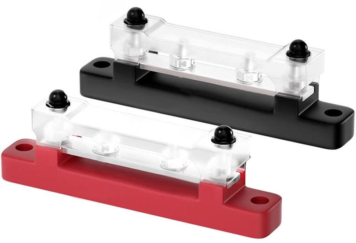 Jhubersproducts - 2-Terminal Bus Bar - Power Distribution Block - met Deksel - Geschikt voor Auto en Boot - Betrouwbare stroomverdeling - Hoogwaardige