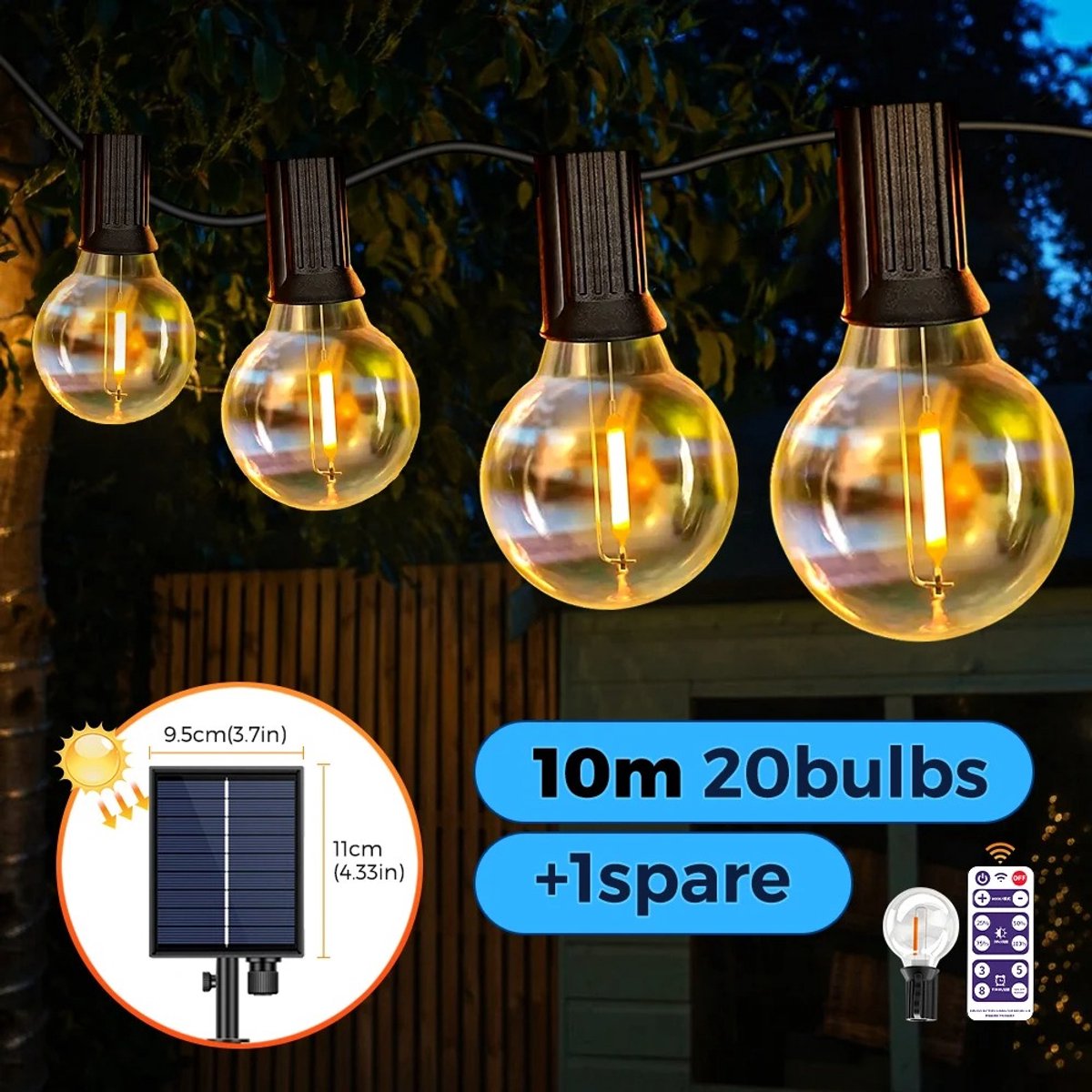 DailyDamaar LED lights - Lampjes - Tuinverlichting - Lichtsnoer - Waterdicht - 10m - Zonne- en USB-aangedreven - Onbreekbaar