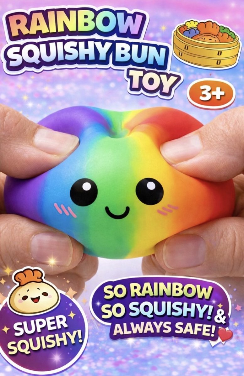 Mysterie dumpling rainbow squishy, rainbow bun