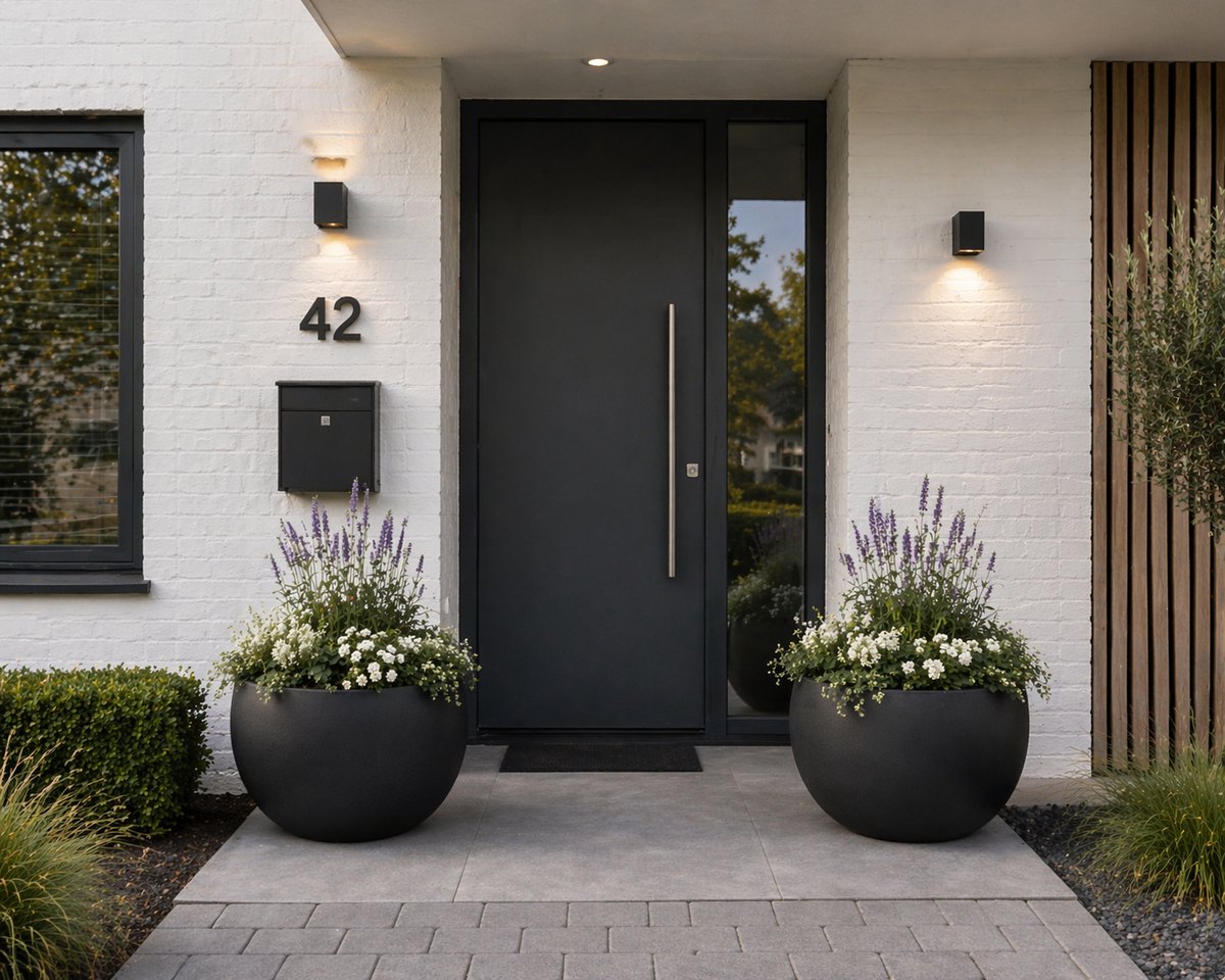 fiberstone bloembak rond 35 zwart