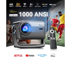 Blackview PV1000 Max Beamer - 1800 ANSI Lumens-1080P FHD-4K Decodering-Dolby Audio-VIDAA OS-360° Gimbal- Netflix YouTube Disney+- Thuiscinema Buiten-Spelmodus-TOF Autofocus