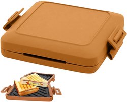 Magnetron Toastie Maker - Sandwich Toaster - Snelle Lunch Maken - Antiaanbak Platen - 17 x 14 cm - Bruin