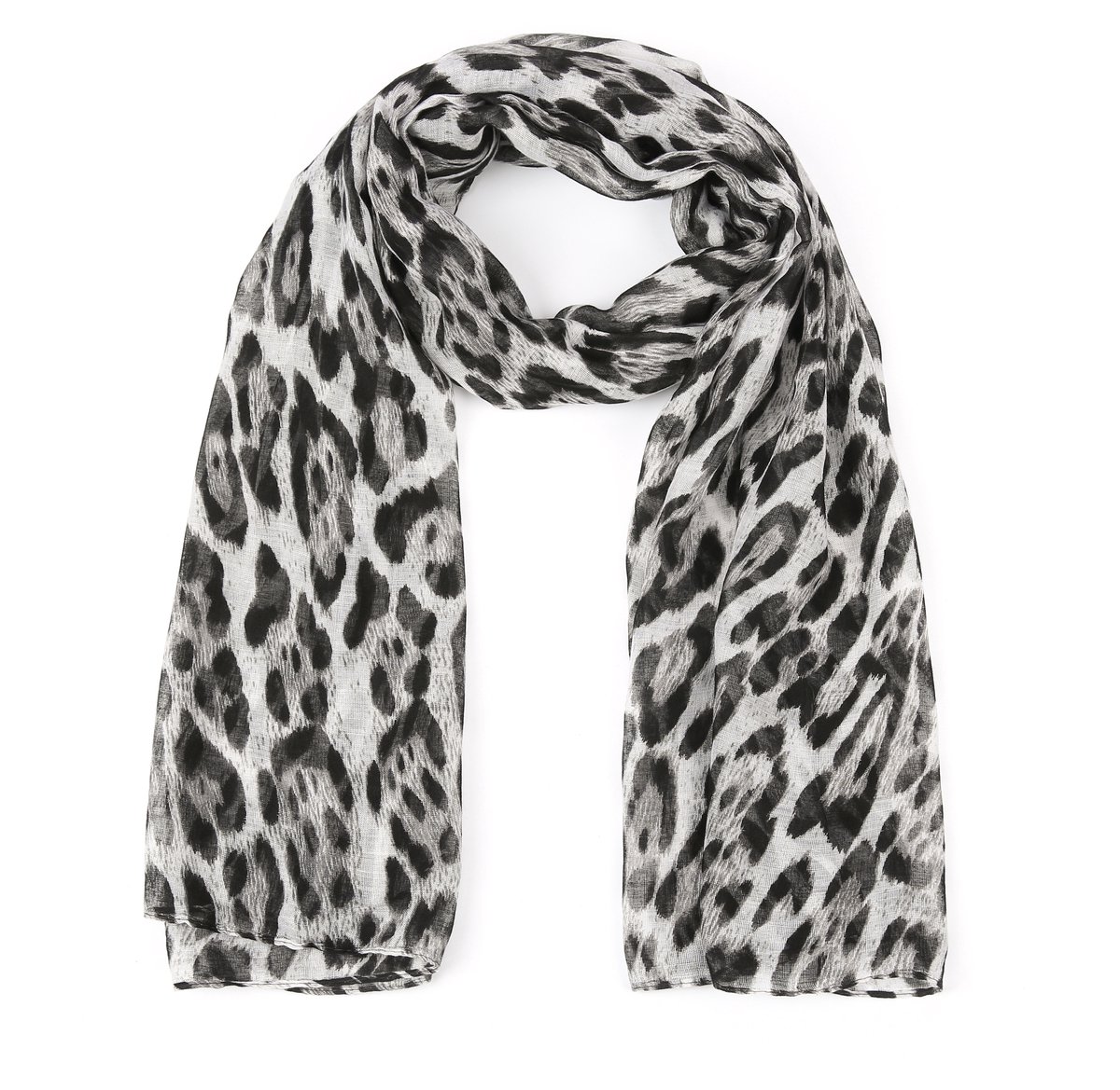 Basic Leopard Scarf – Stijlvolle Dierenprint (80x180cm) - Wit
