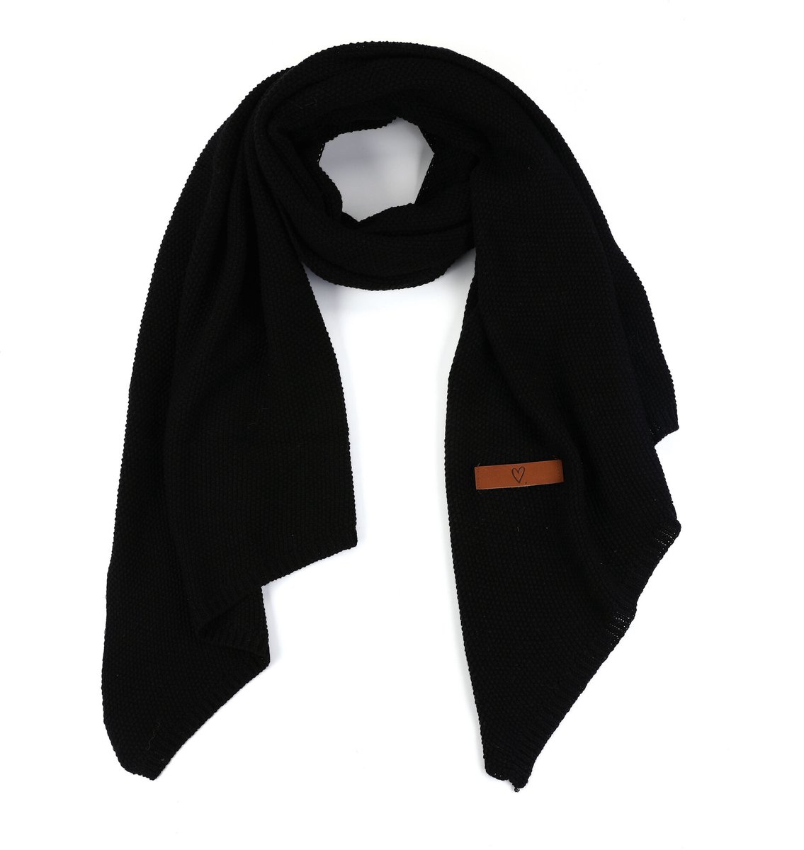 Gebreide Wintersjaal – 100% Katoen (Luxe Basic) - Zwart