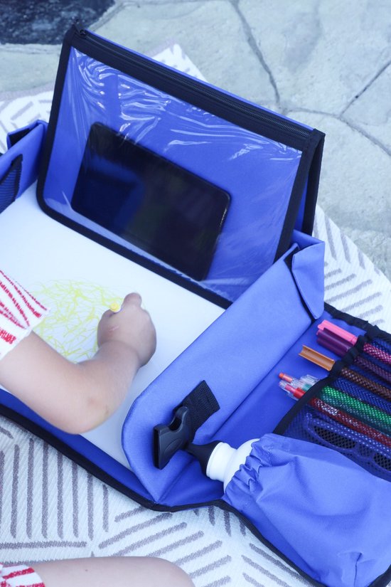 CenZ® Reistafel voor Kinderen, Tekentafel, Tablethouder, Auto en Vliegtuig Reistafel voor Kinderen, Opvouwbaar, Autotafel, Organizers, Speeltafel, Eettafel, Auto Organizer voor Kinderen, BLAUW — afbeelding 4