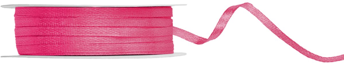 Satijn lint 3mm breed donker roze, rol 50 meter - hobbylint - sierlint - cadeaulint - satin ribbon