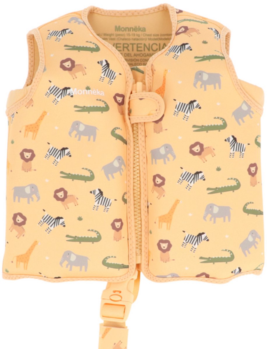 Zwemvest | Drijfvest | 3-6 jaar | 19-30 kg | Geel | Wild Animals | Leeuw | Zebra | Olifant | Krokodil