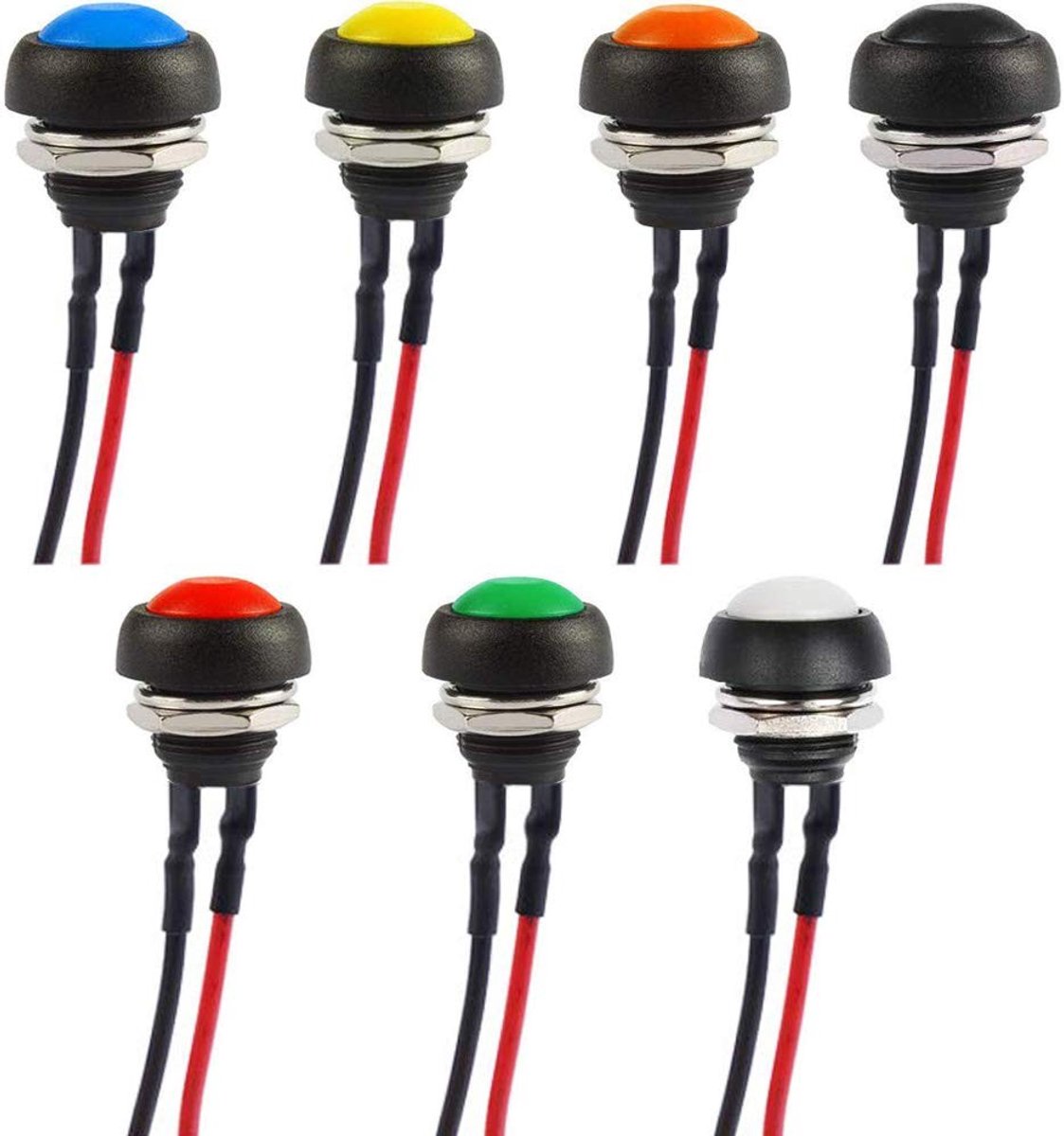 12mm Waterdichte Moment Push Switch - 7 Kleuren voor Auto, Boot, Arduino DIY