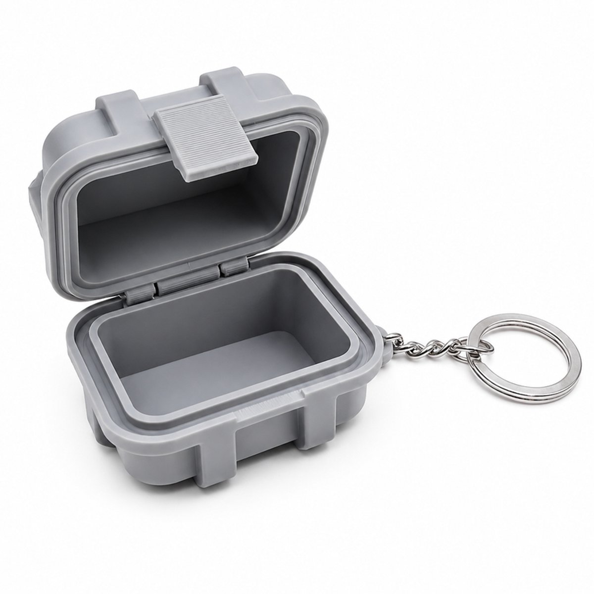 Mini Rugged Box Sleutelhanger Hardcase Opbergdoos 6x5x4 cm - Waterdichte Pocket Organizer - Mini Hardcase Voor Sleutels Geld Pillen SD Kaarten Schroeven En Kleine Accessoires - EDC Travel Case Voor Jas Tas En Auto - Grijs