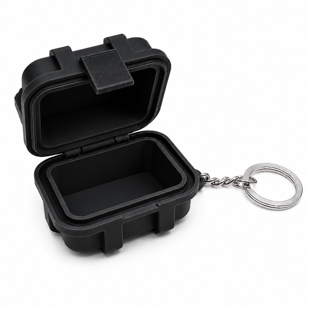 Mini Rugged Box Sleutelhanger Hardcase Opbergdoos 6x5x4 cm - Waterdichte Pocket Organizer - Mini Hardcase Voor Sleutels Geld Pillen SD Kaarten Schroeven En Kleine Accessoires - EDC Travel Case Voor Jas Tas En Auto - Zwart