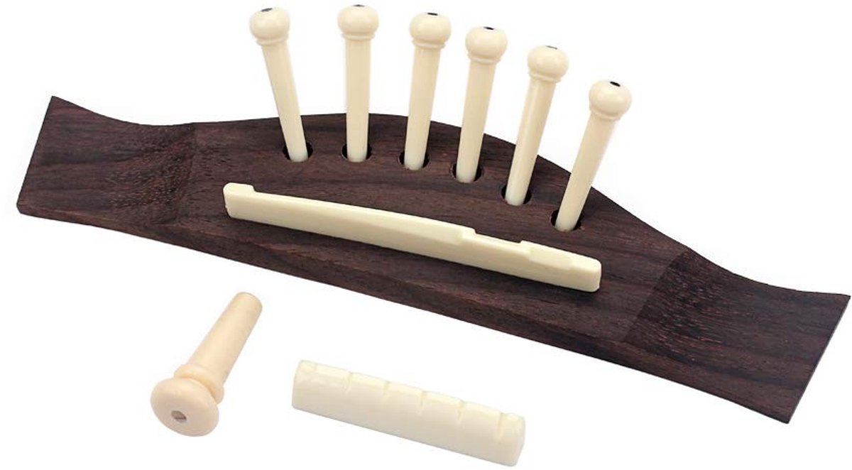 Dailygoods - Palissander Gitaar Brug - Kunststof Zadel - Verstelbare Schacht - Duurzaam - Gitaar Onderdelen - Geluidskwaliteit - Geschikt voor Akoesti