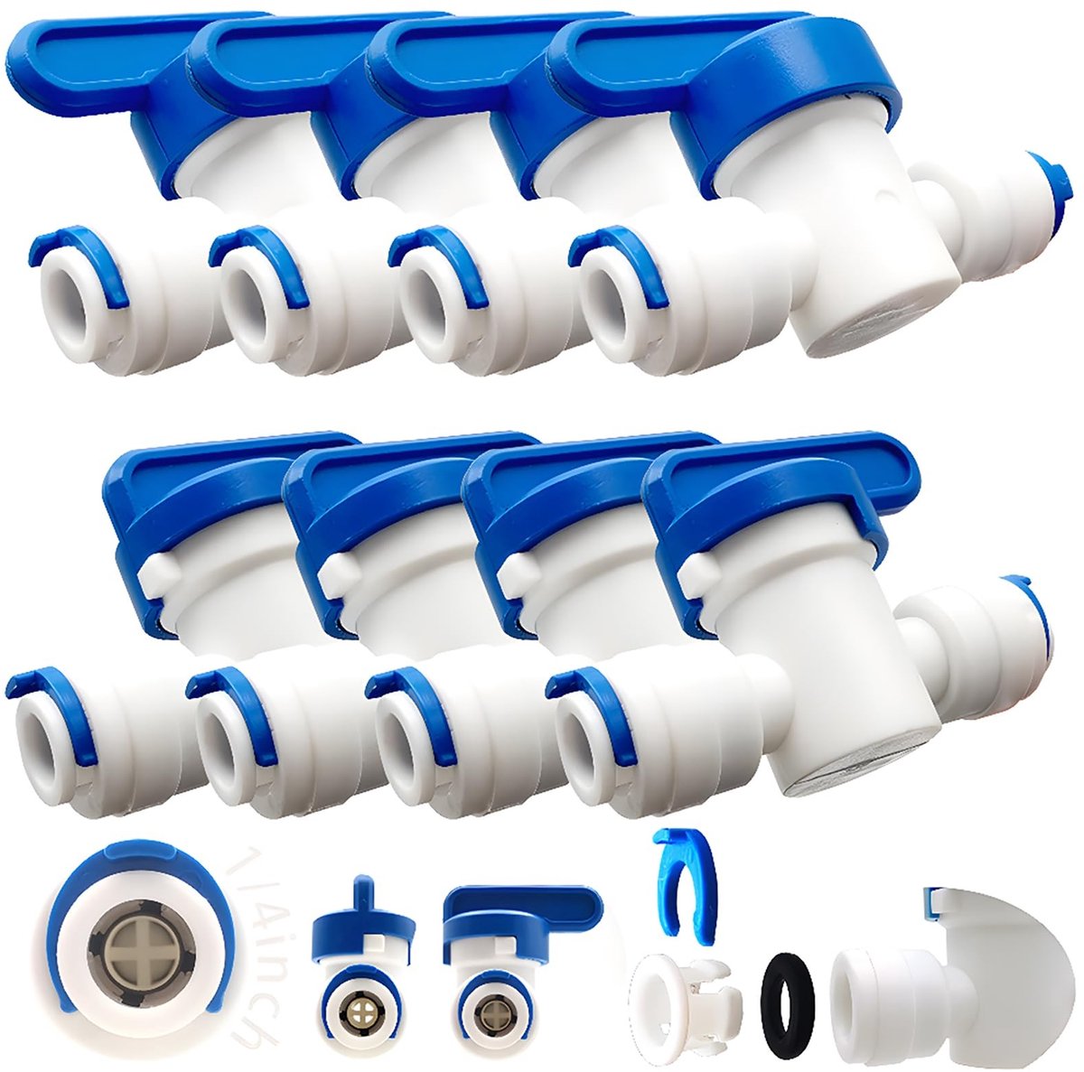 Dailygoods - Valve Taps - Waterfilter - 100% voedselveilig - 8 stuks - Pushfit - Geschikt voor koelkast en ijsmachine