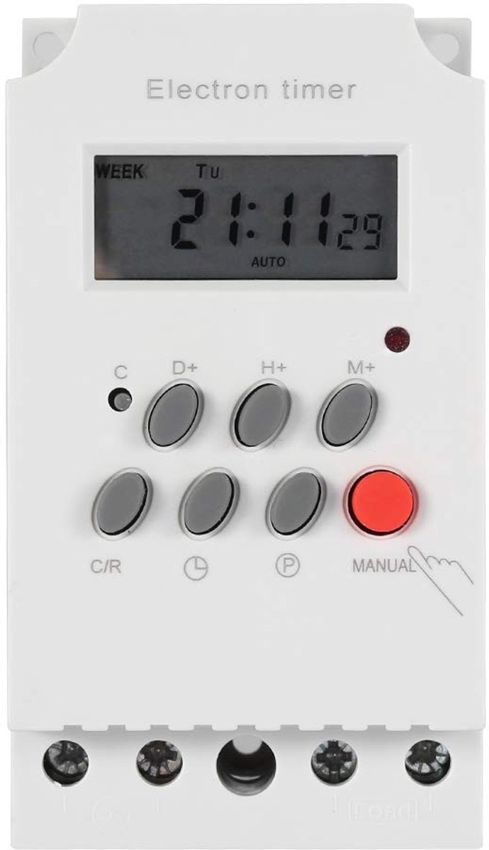 Dailygoods - Digitale timerschakelaar - Programmeerbare schakelaar - Tijdbesturing tot 168 uur - Automatische bediening - Geschikt voor diverse appara
