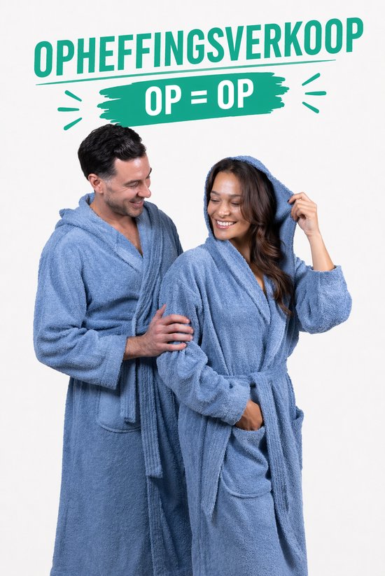 Cozylion Badjas Unisex – Badstof Katoen – Badjas voor Dames & Heren – Met Capuchon en Zakken – Grijs
