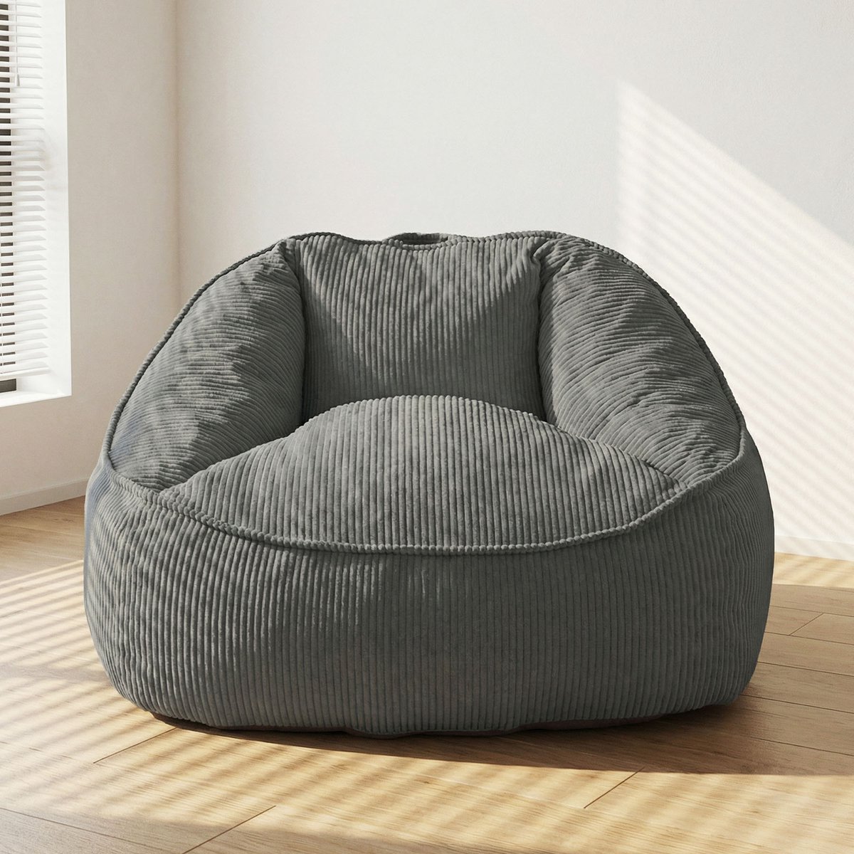 HomeMiYN Pear-Shaped Bean Bag Sofa – Grijs – Zachte Techstof – 180 kg Capaciteit – Comfortabel & Stijlvol – Perfect voor Woonkamer, Slaapkamer & Thuiswerkplek