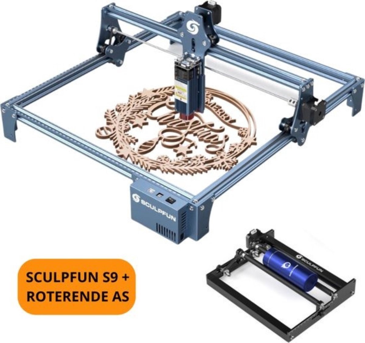 Sculpfun S9 Laser Graveermachine Set - Met Rotary Roller - Graveermachine - Laser Cutter - Laser Engraver - Graveerset - Laser Snijmachine - Hout Acryl Laser Snijmachine