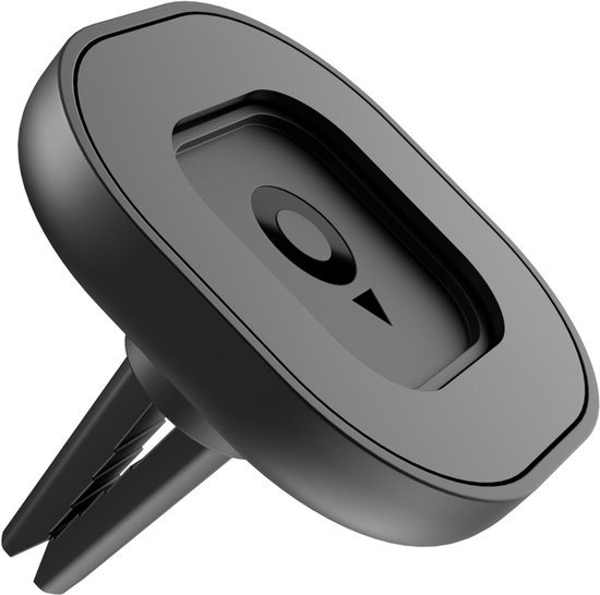 Zwarte luchtroosterhouder, magnetische adapter met TomTom logo.