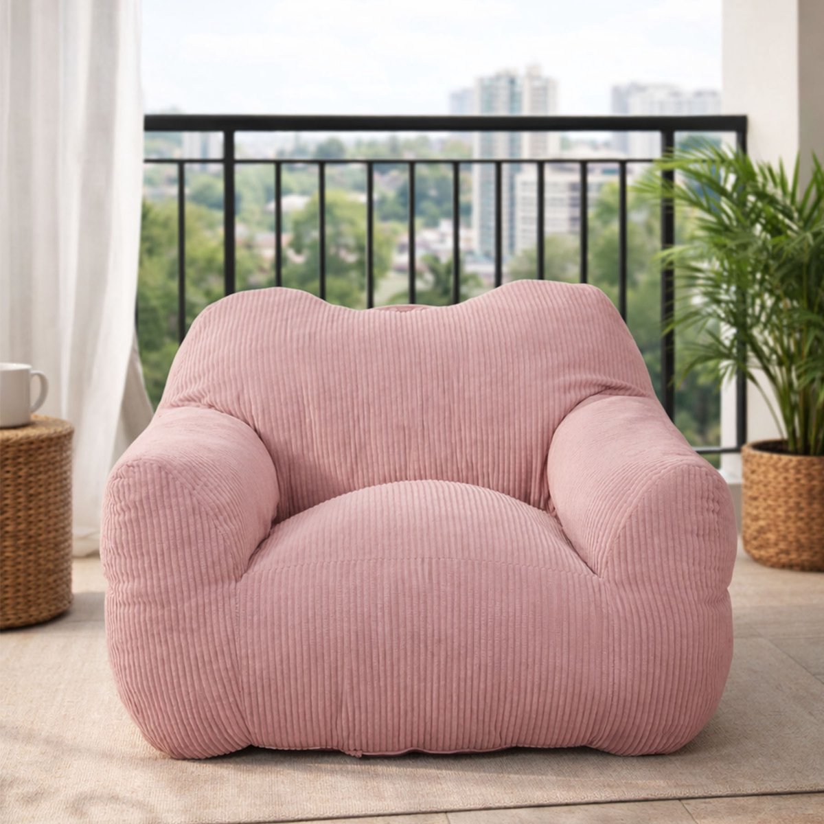 HomeMiYN Square Bean Bag Sofa – Roze – Zachte Techstof – 180 kg Capaciteit – Stijlvol & Comfortabel – Perfect voor Woonkamer, Slaapkamer & Thuiswerkplek
