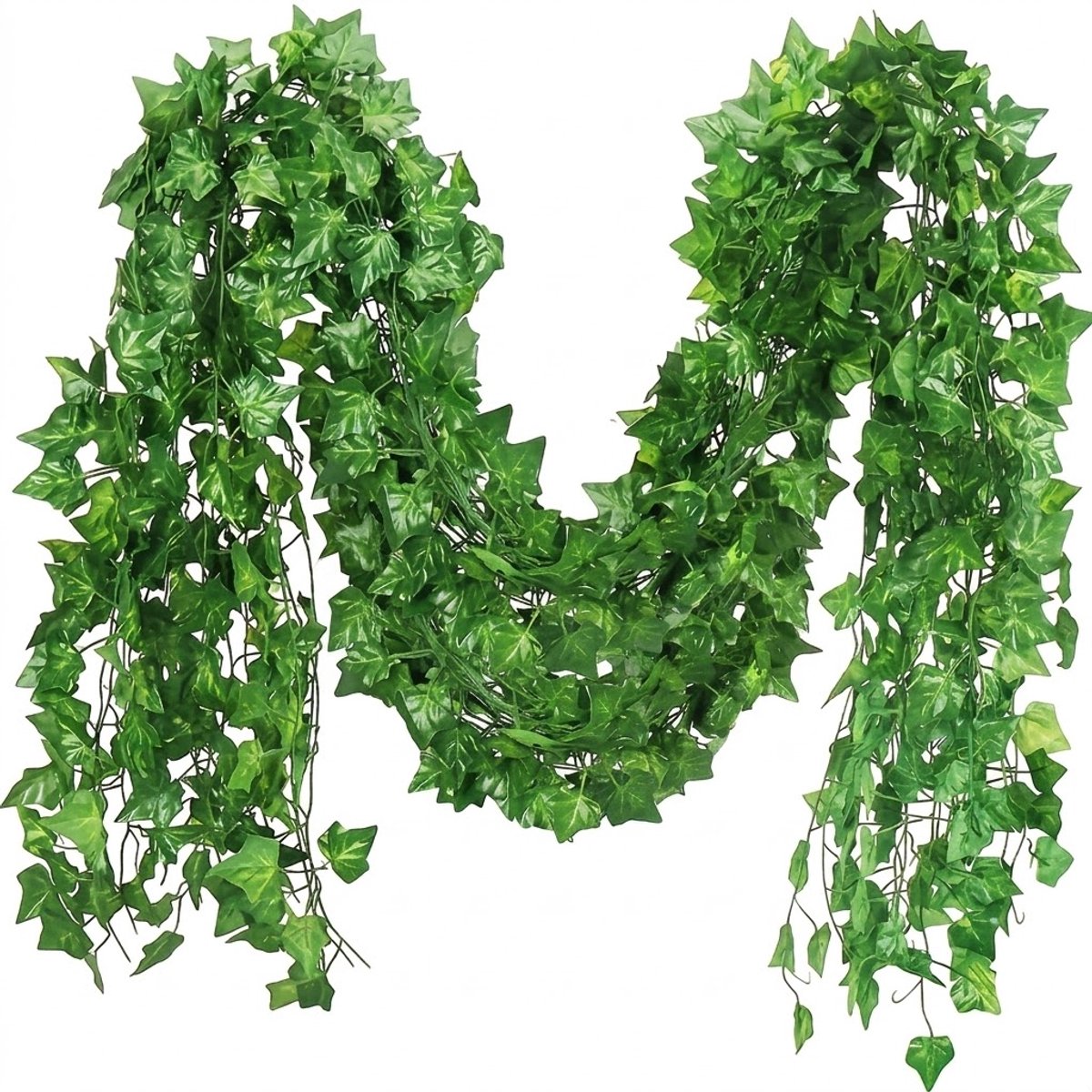 Groene kunstmatige klimop slinger decoratie 6 stuks kunststof bladeren woonslinger voor binnen en buiten feest decoratie bruiloft huis decoratie hangplant slinger met realistisch blad design