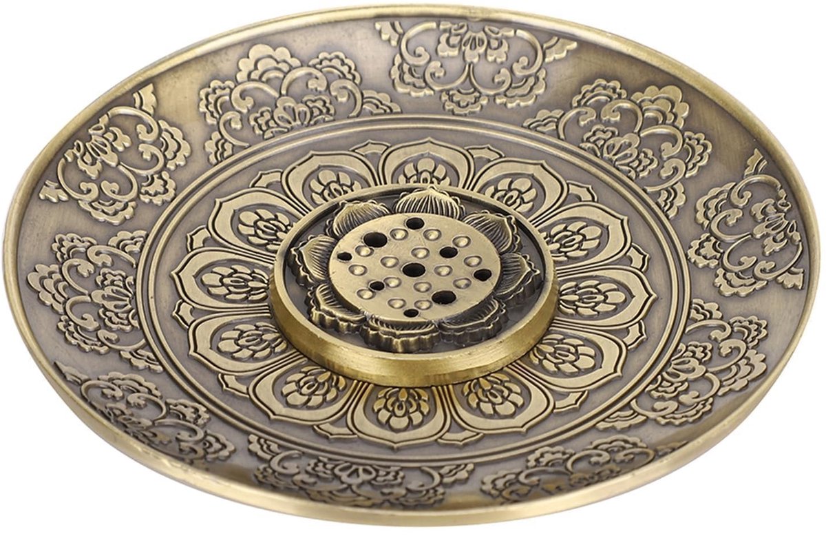 Smoakez - Bronzen Wierookbrander Lotus - Elegante Wierookhouder - Retro Ontwerp - Zilver - Wierookstok en Kegel Houder - Perfect voor Thuisdecorati...