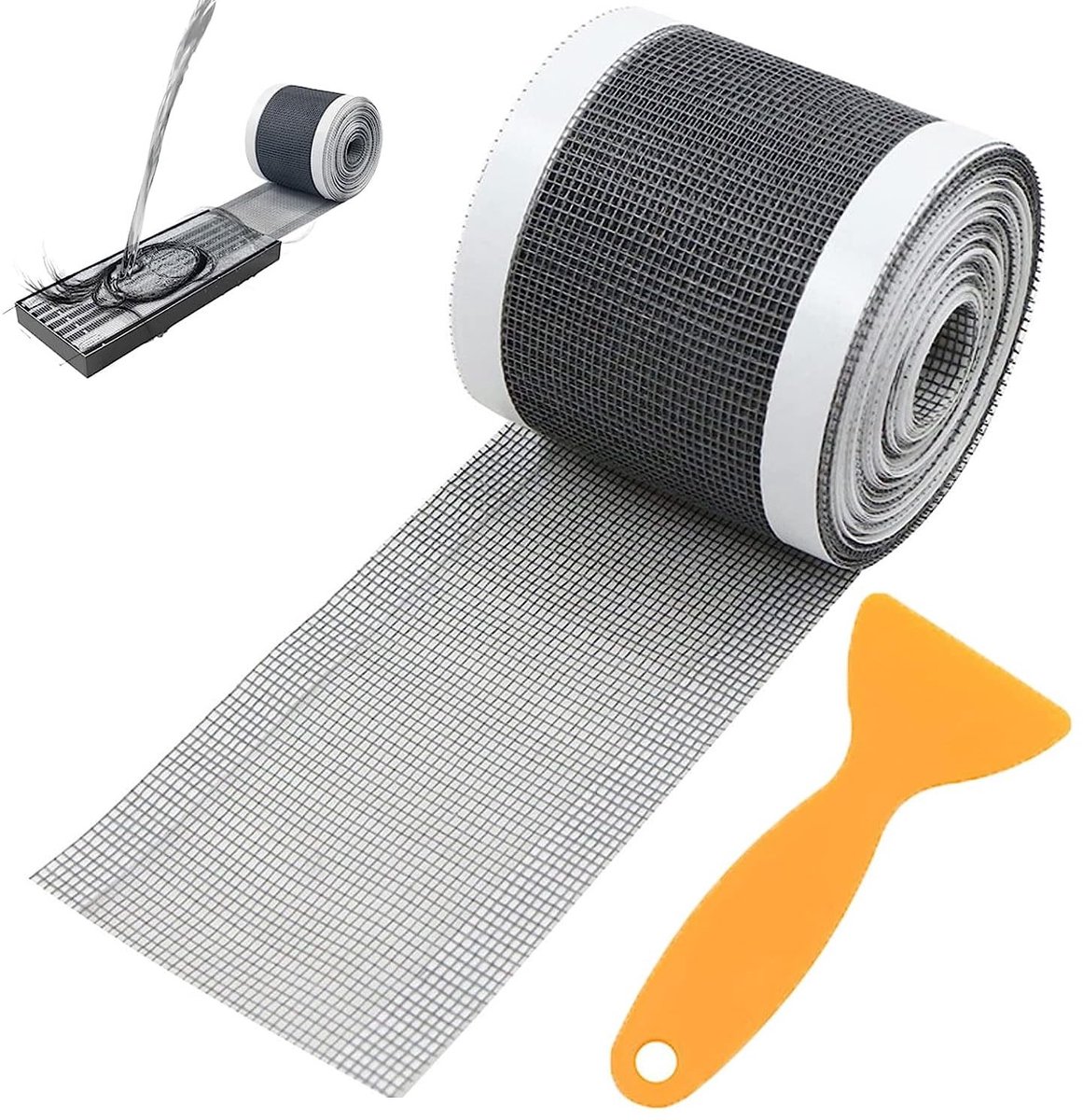 Vlemico - Self-Adhesive Floor Drain Stickers - Haarvanger voor Afvoer - Verwijderbaar en Efficiënt - Grijs - Afvoerzeefjes - Badkamer en Keuken - 7...