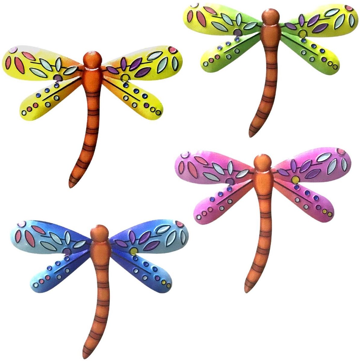Elzusha - Metalen Dragonfly Tuin Muurdecor - Libelle Decoraties - Perfect voor Buiten - Wandkunst - Uniek Ornament - Geschikt voor Tuin en Woonkamer